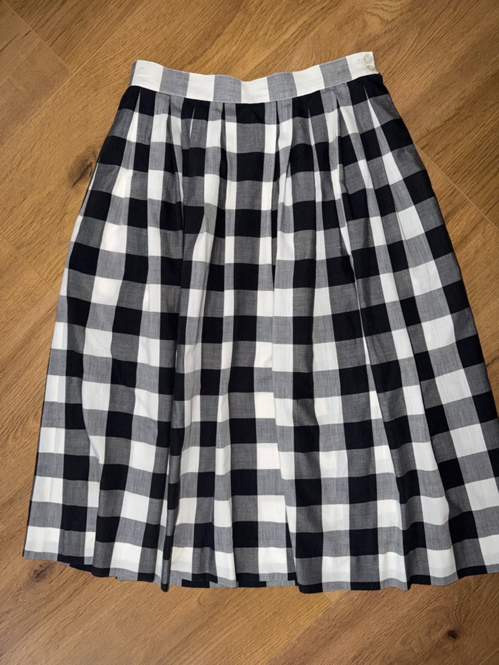Lloyd Williams Vintage Black & White Gingham Pleated Midi Skirt W/ Pockets!
